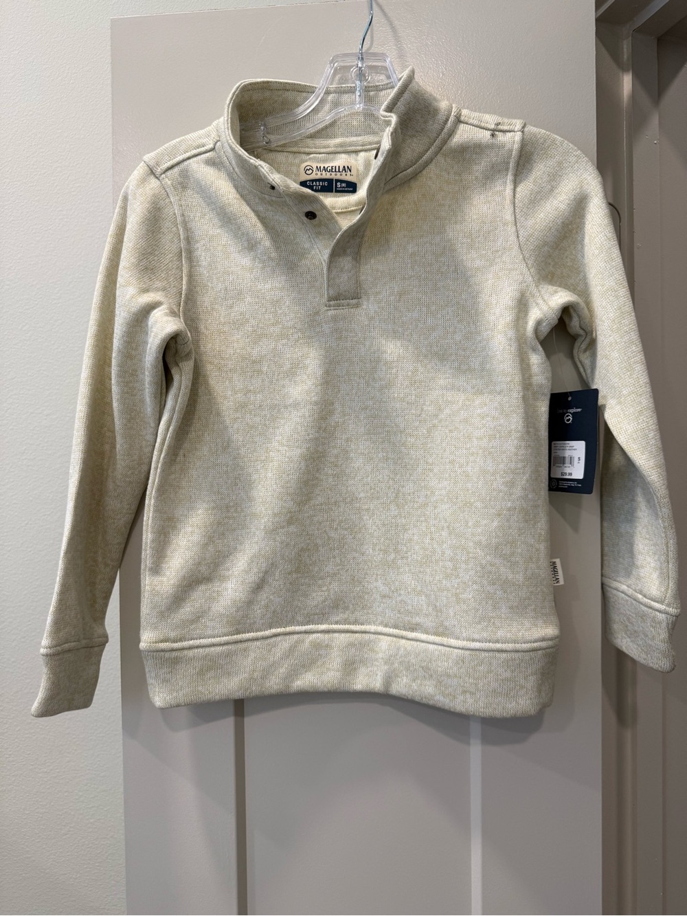 Magellan Outdoors Boy’s Cream Zip-Style Quarter-Snap Sweater